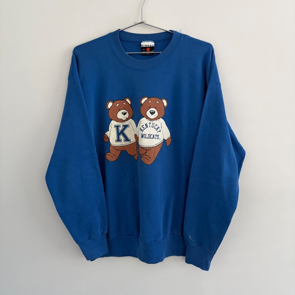 Vintage Signal Sports Kentucky Wildcats Bear Sweatshirt Blue XL